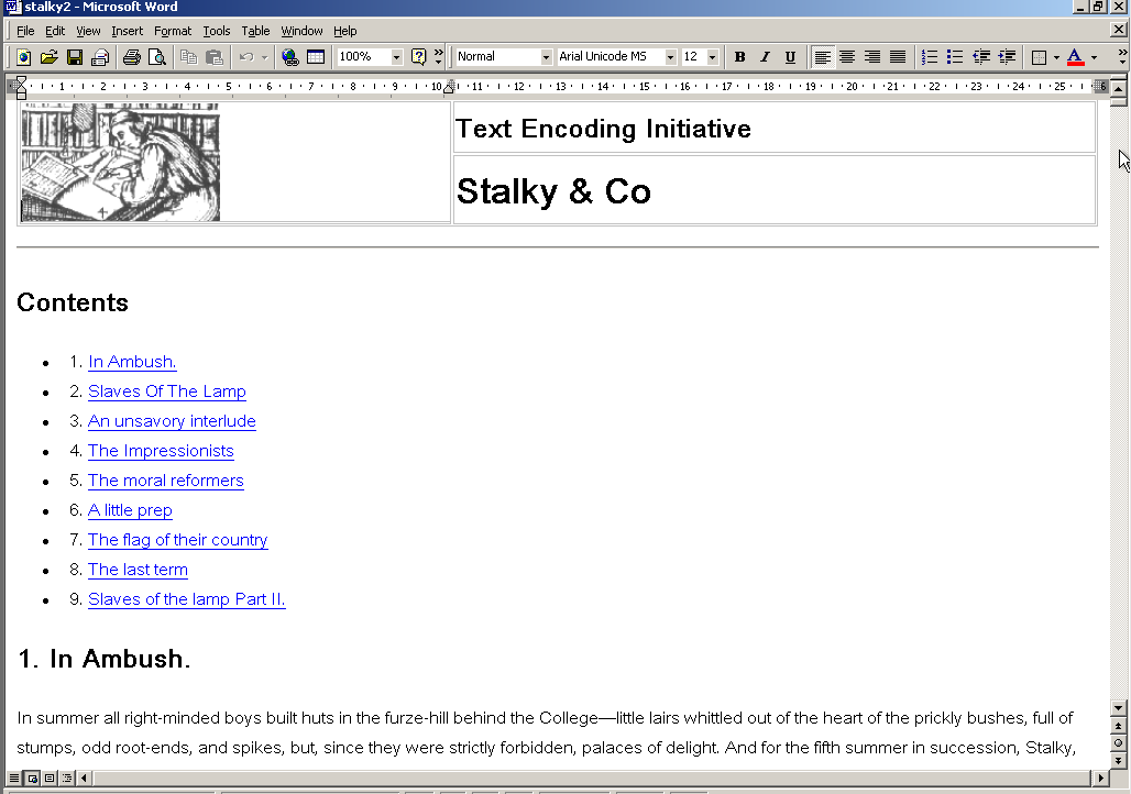 TEI document converted to HTML and imported into Word