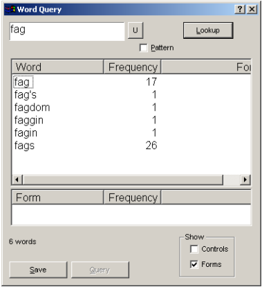 Xaira, selecting similar words