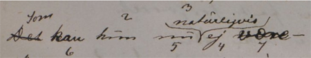 Also from Love’s Comedy, UBiT Ms Oct. 375. The University Library of Trondheim, Norway. This transposition includes other alterations as well; an added word and two overwritten words are parts of it. Totally six words are numbered for this transposition, some above and some below the line. 