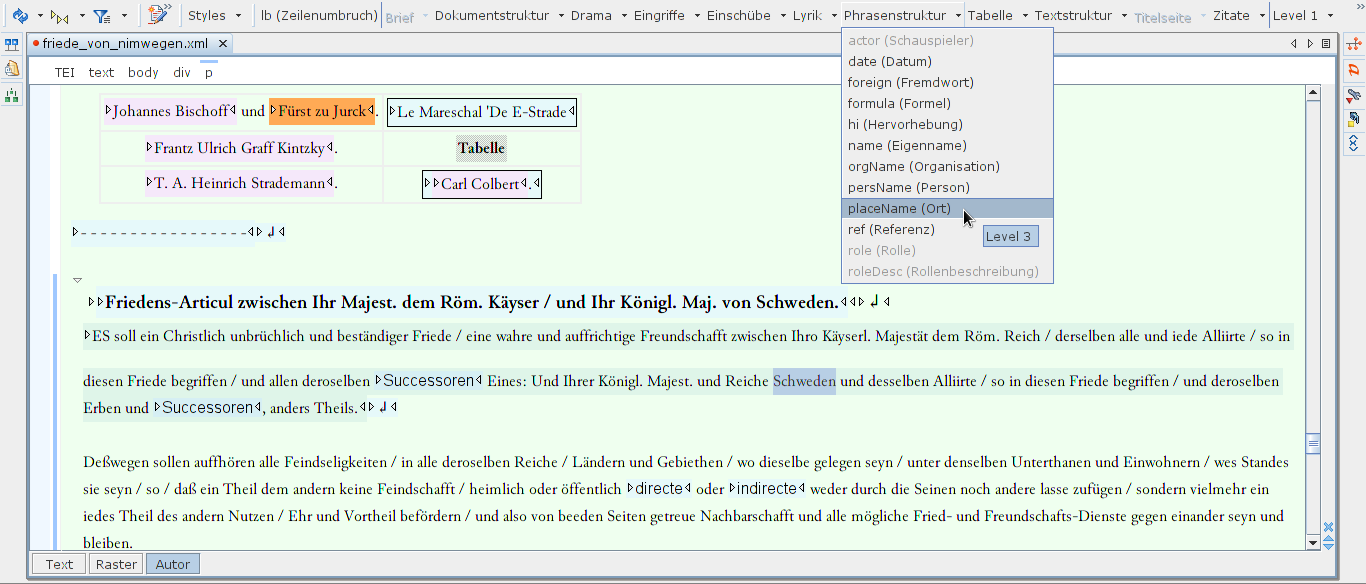 Screenshot DTA oXygen Framework